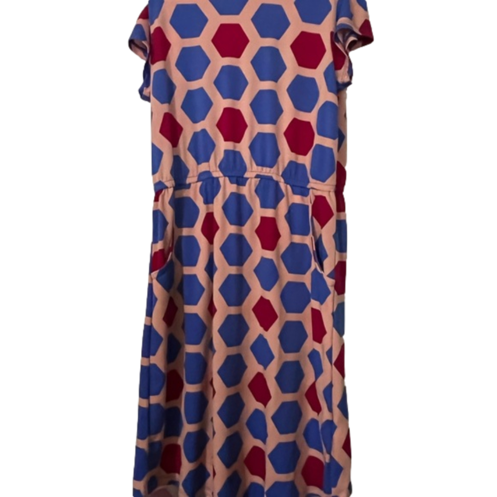 LuLaRoe size 12 girls dress pockets geometric NWOT - Picture 4 of 4